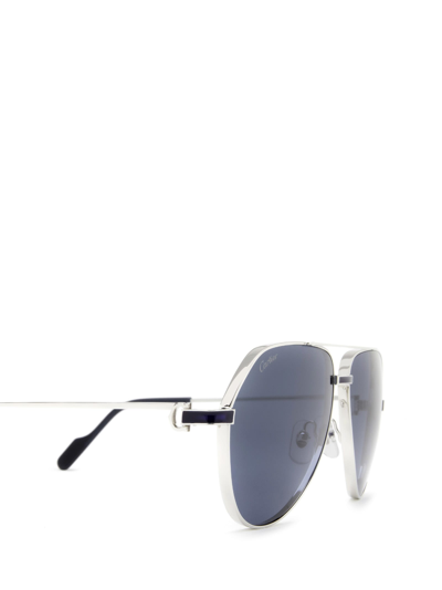 Shop Cartier Ct0334s Silver Sunglasses