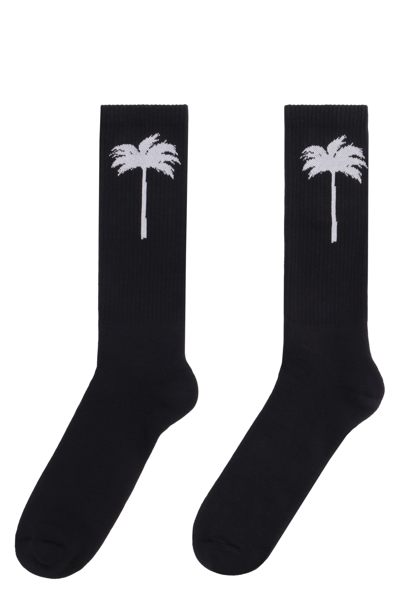 Shop Palm Angels Cotton Socks In Black