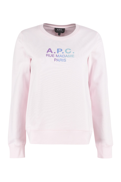 Shop Apc Mathilda Logo Detail Cotton Sweatshirt In Pink