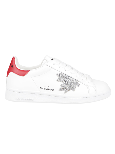 Shop Dsquared2 Boxer Sneakers In Bianco/argento