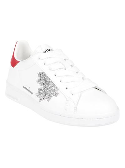 Shop Dsquared2 Boxer Sneakers In Bianco/argento
