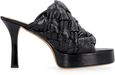 Shop Bottega Veneta Bv Board Leather Mules In Black