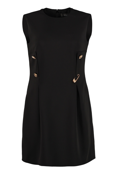 Shop Versace Decorative Buttons Sheath Dress In Black