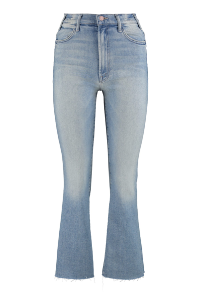 Mother Womens Glow Up The Weekender Fray Flared-leg Denim Jeans In Denim