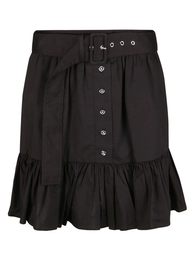 Shop Michael Kors Belt Dust Ruffle Mini Skirt In Black