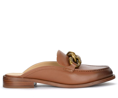 Shop Michael Kors Scarlett Leather Color Moccasin With Chain In Marrone