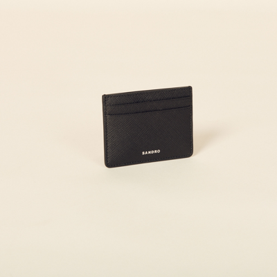 Shop Sandro Leather Card Holder In Black