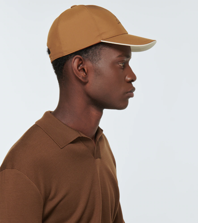 Shop Loro Piana Embroidered Cap In Pecan/ivory