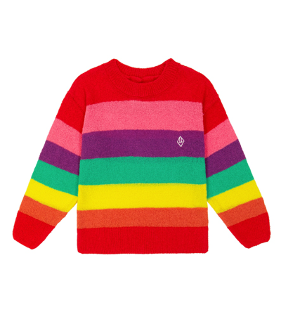 The Animals Observatory Red Logo Bull Striped Sweater In Red