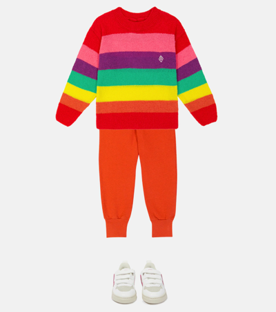 The Animals Observatory Red Logo Bull Striped Sweater In Red