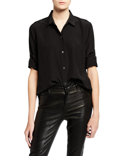Shop Equipment Leema Silk Button-down Shirt In True Black