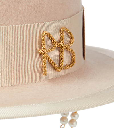 Shop Ruslan Baginskiy Embellished Felt Hat In Beige