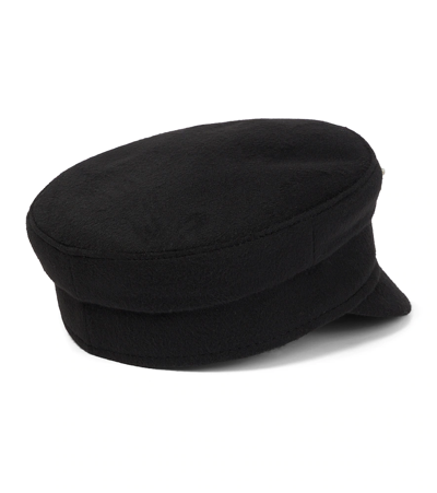 Shop Ruslan Baginskiy Embellished Wool Baker Boy Cap In Black