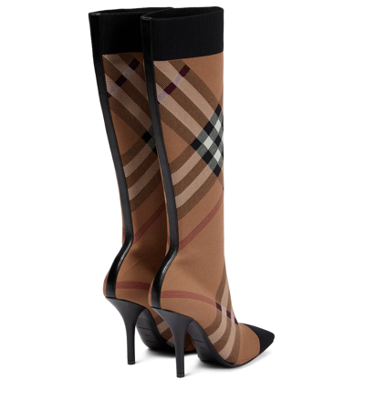 Shop Burberry Vintage Check 105 Sock Boots In Birch Brown