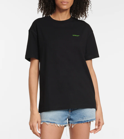 Shop Off-white Logo Cotton Jersey T-shirt In Black Multi