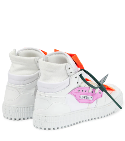 Shop Off-white 3.0 Off Court Leather High-top Sneakers In White Fuschia