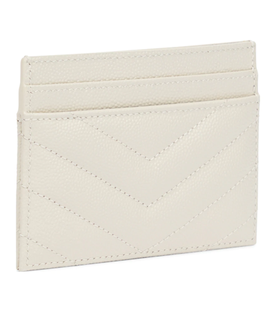 Shop Saint Laurent Monogram Leather Card Holder In Crema Soft