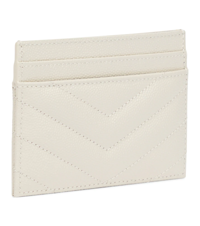 Saint Laurent Monogram Leather Card Holder In Crema Soft