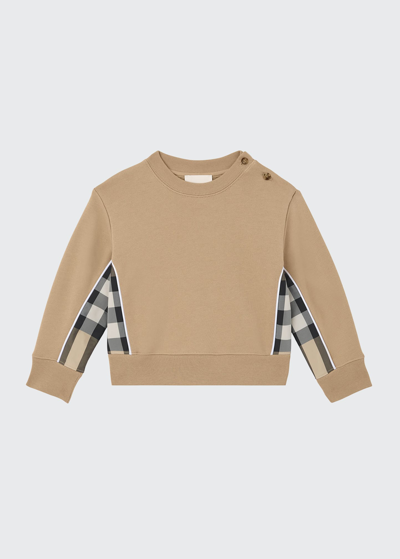 Shop Burberry Boy's Graham Vintage Check Sweater In Archive Beige