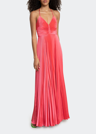 Shop A.l.c Aries Pleated Gown In Hibiscus