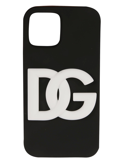 Shop Dolce & Gabbana Iphone 12/12 Pro Logo Phone Case In Black/white