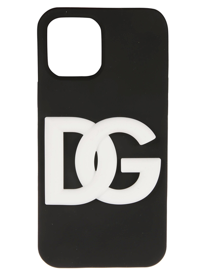 Shop Dolce & Gabbana Iphone 12 Pro Max Logo Phone Case In Black/white