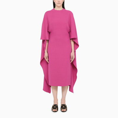 Shop Valentino Fucshia Cady Couture Dress In Pink