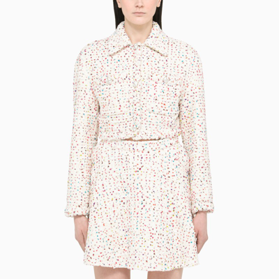 Shop Valentino Ivory/multicolour Tweed Jacket In White