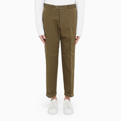 Shop Pt Torino Military Green Pleated Trousers