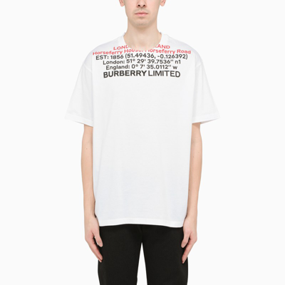 Shop Burberry White Crewneck T-shirt With Print
