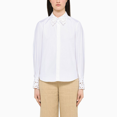 Shop Chloé White Shirt With English Embroidery Detailing