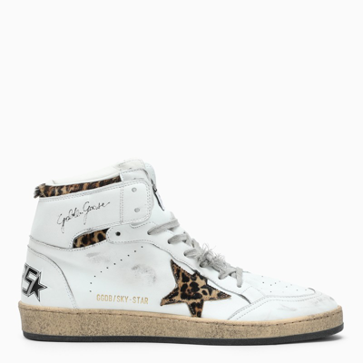 Shop Golden Goose White/animalier Sky Star Sneakers In Multicolor