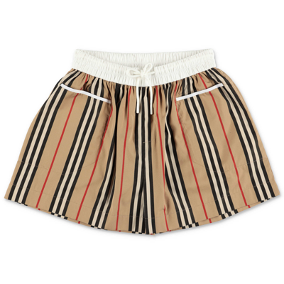 Shop Burberry Kids Icon Stripe Drawstring Shorts In Beige