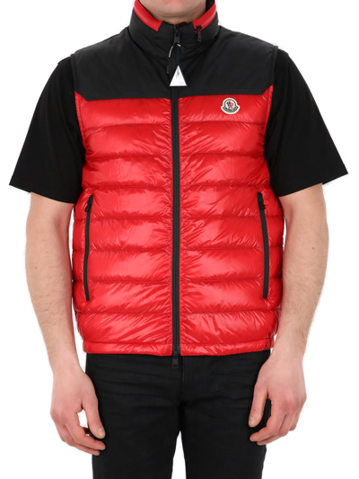 Shop Moncler Ortac Padded Zipped Gilet In Red