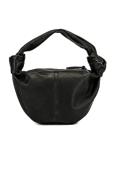 Shop Bottega Veneta Teen Double Knot Shoulder Bag In Black & Gold