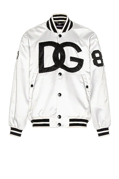 Shop Dolce & Gabbana Oversized Bomber In Bianco