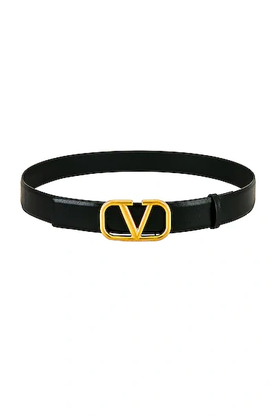 Shop Valentino H.30 Buckle Belt In Black & Gold