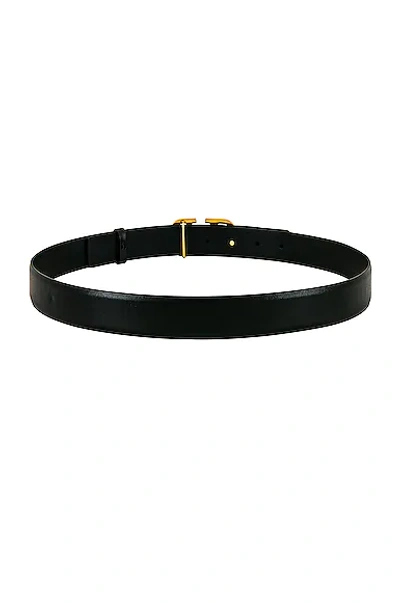 Valentino Garavani Elegant Black Leather Belt With Gold Buckle 30 Mm