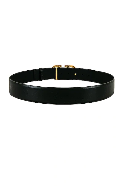Valentino Garavani Elegant Black Leather Belt With Gold Buckle 30 Mm