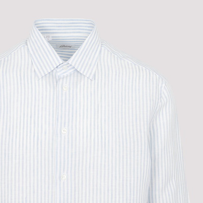 Shop Brioni Linen Shirt In Blue