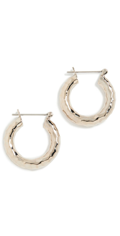 Shop Luv Aj The Hammered Baby Amalfi Hoops In Silver