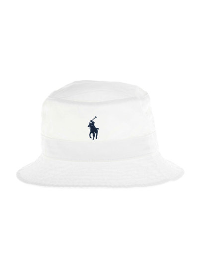 Shop Polo Ralph Lauren White Jersey Bucket Hat With Logo