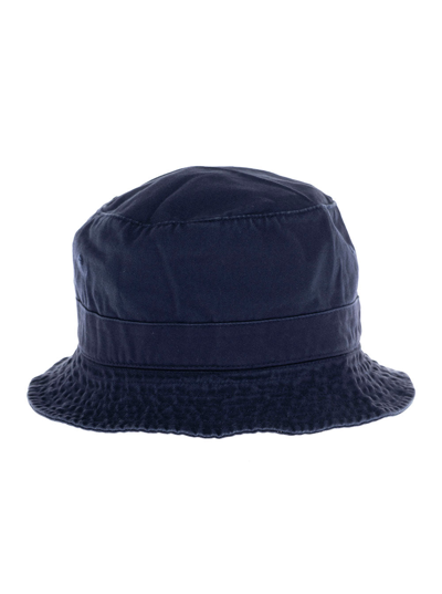 Shop Polo Ralph Lauren Blue Jersey Bucket Hat With Logo