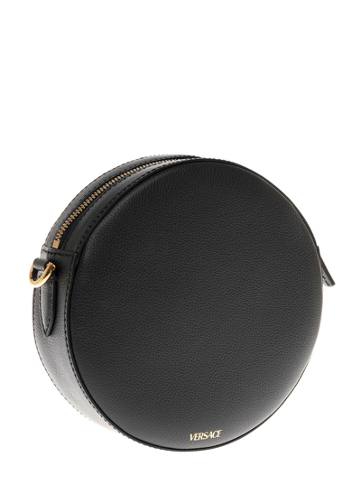 Shop Versace La Medusa Black Leather Crossbody Bag With Chain Detail