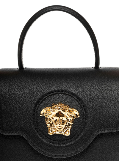 Shop Versace La Medusa Black Leather Handbag