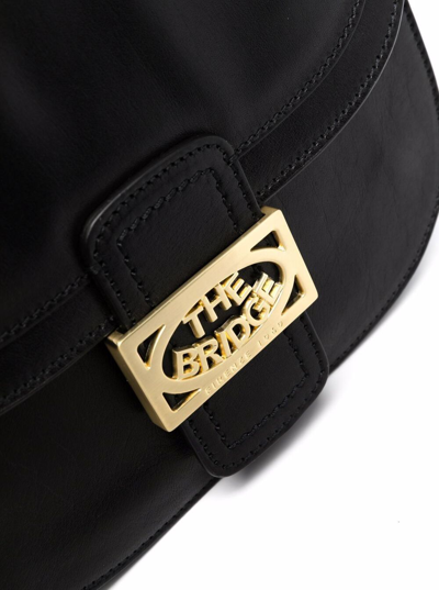 Shop The Bridge Laviniablack Leather  Crossbody Bag With Logo In Black