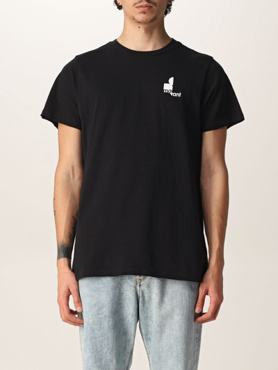 Shop Isabel Marant Cotton Tshirt With Logo In Schwarz