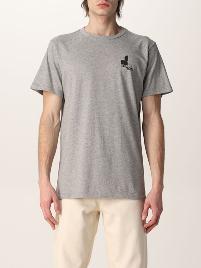 Shop Isabel Marant Cotton Tshirt With Logo In Grau
