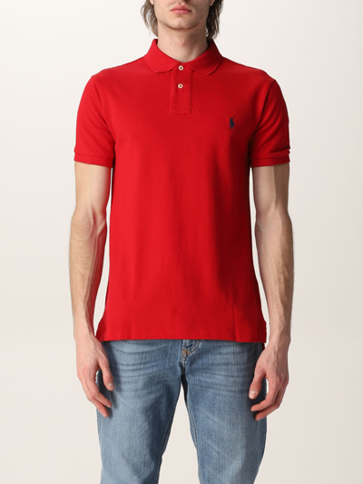 Shop Polo Ralph Lauren Cotton Polo Shirt With Logo In Red