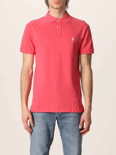 Shop Polo Ralph Lauren Cotton Polo Shirt With Logo In Cyclamen